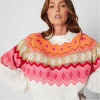 Pulovere Be You Fairisle Lurex crem