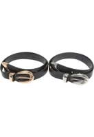 Set de 2 Curea Chunky Buckle Loop piele ecologica negru gold+black Urban Classics auriu argintiu