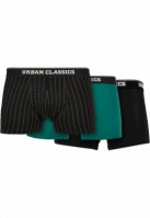 Set de 3 Boxeri Organic pinstripe aop+black+treegreen Urban Classics multicolor negru verde