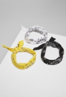 Set de 3 Multicolor Bandana black+yellow+white Urban Classics negru galben alb