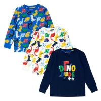 Set de 3 Pijamale Firetrap Dinosaur pentru baieti albastru multicolor