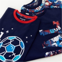 Set de 3 Pijamale Firetrap fotbal pentru baieti bleumarin multicolor