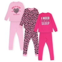 Set de 3 Pijamale Miso Leopard pentru fete roz