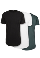 Set de 3 Tricou lung black+white+bottlegreen Urban Classics negru alb verde