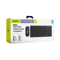 Styletech Silent Multi-Mode Bluetooth Wireless Mouse and Keyboard Bundle for PC & Mac - negru