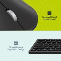 Styletech Silent Multi-Mode Bluetooth Wireless Mouse and Keyboard Bundle for PC & Mac - negru