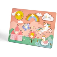 Tooky Toys lemn Unicorn Puzzles multicolor