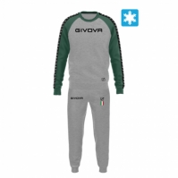 Trening sport TUTA ITALIA UOMO 102 G/COLLO felpa CON BANDA Givova gri melange deschis verde