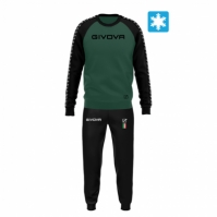 Trening sport TUTA ITALIA UOMO 102 G/COLLO felpa CON BANDA Givova verde negru