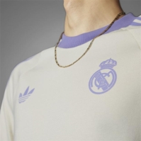 Tricou adidas Originals Real Madrid Adicolor Classics 3-Stripes pentru adulti lila alb