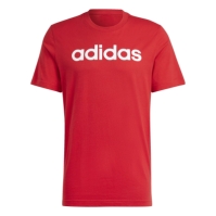 Tricou logo Linear Embroidered adidas Essentials Single Jersey pentru Barbati rosu