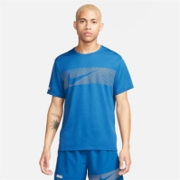 Tricou alergare Nike Miler Flash Dri-FIT UV maneca scurta pentru Barbati court albastru