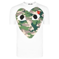 Tricou COMME DES GARCONS PLAY Big Heart Camouflage alb camuflaj