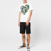 Tricou COMME DES GARCONS PLAY Big Heart Camouflage alb camuflaj