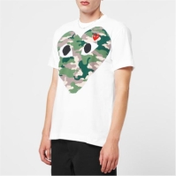 Tricou COMME DES GARCONS PLAY Big Heart Camouflage alb camuflaj