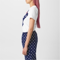 Tricou COMME DES GARCONS PLAY Big Heart Polka-Dot alb albastru