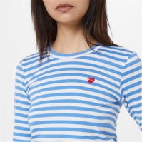 Tricou COMME DES GARCONS PLAY cu dungi albastru alb