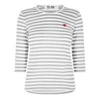 Tricou COMME DES GARCONS PLAY cu dungi gri alb