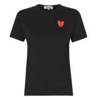 Tricou COMME DES GARCONS PLAY Double Peeping Hearts negru rosu