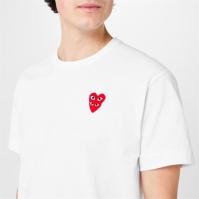 Tricou COMME DES GARCONS PLAY Embroidered Hearts alb