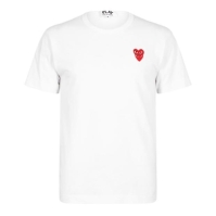 Tricou COMME DES GARCONS PLAY Embroidered Hearts alb