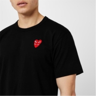 Tricou COMME DES GARCONS PLAY Embroidered Hearts negru