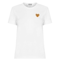 Tricou COMME DES GARCONS PLAY Gold Heart alb auriu