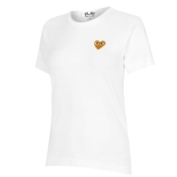 Tricou COMME DES GARCONS PLAY Gold Heart alb auriu