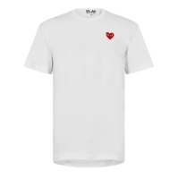 Tricou COMME DES GARCONS PLAY Heart Logo broderie alb