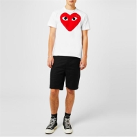 Tricou COMME DES GARCONS PLAY Heart Logo bumbac alb rosu