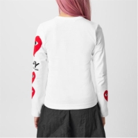 Tricou COMME DES GARCONS PLAY Heart Printed Long-Sleeved alb rosu