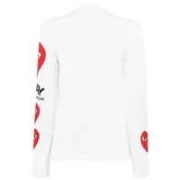 Tricou COMME DES GARCONS PLAY Heart Printed Long-Sleeved alb rosu