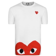 Tricou COMME DES GARCONS PLAY Large Peeping Heart alb rosu