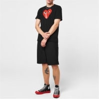 Tricou COMME DES GARCONS PLAY Medium Peeping Heart negru rosu