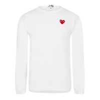 Tricou COMME DES GARCONS PLAY Peeping Heart cu Maneca Lunga alb