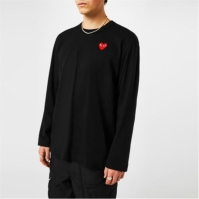 Tricou COMME DES GARCONS PLAY Peeping Heart cu Maneca Lunga negru