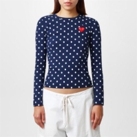 Tricou COMME DES GARCONS PLAY Polka Dot bleumarin albastru