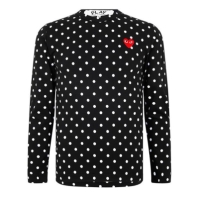 Tricou COMME DES GARCONS PLAY Polka Dot Heart negru