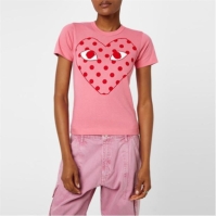 Tricou COMME DES GARCONS PLAY Polka Dot Heart roz