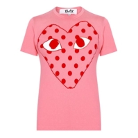 Tricou COMME DES GARCONS PLAY Polka Dot Heart roz