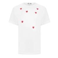 Tricou COMME DES GARCONS PLAY Scattered Hearts alb