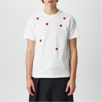 Tricou COMME DES GARCONS PLAY Scattered Hearts bumbac alb