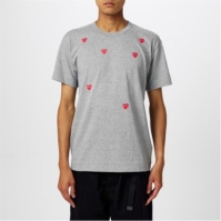 Tricou COMME DES GARCONS PLAY Scattered Hearts bumbac gri