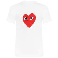 Tricou COMME DES GARCONS PLAY Signature Heart Logo Patch alb rosu