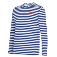 Tricou COMME DES GARCONS PLAY Single Heart cu dungi bleumarin