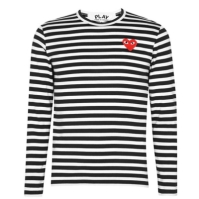 Tricou COMME DES GARCONS PLAY Single Heart cu dungi negru