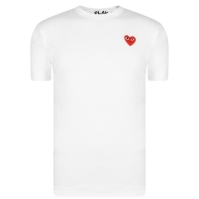 Tricou COMME DES GARCONS PLAY Small Peeping Heart Patch alb rosu