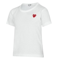 Tricou COMME DES GARCONS PLAY Small rosu Peeping Heart pentru copii alb