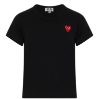 Tricou COMME DES GARCONS PLAY Small rosu Peeping Heart pentru copii negru