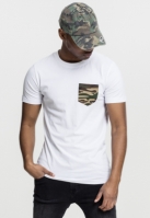 Tricou cu buzunar Camo alb camuflaj Urban Classics